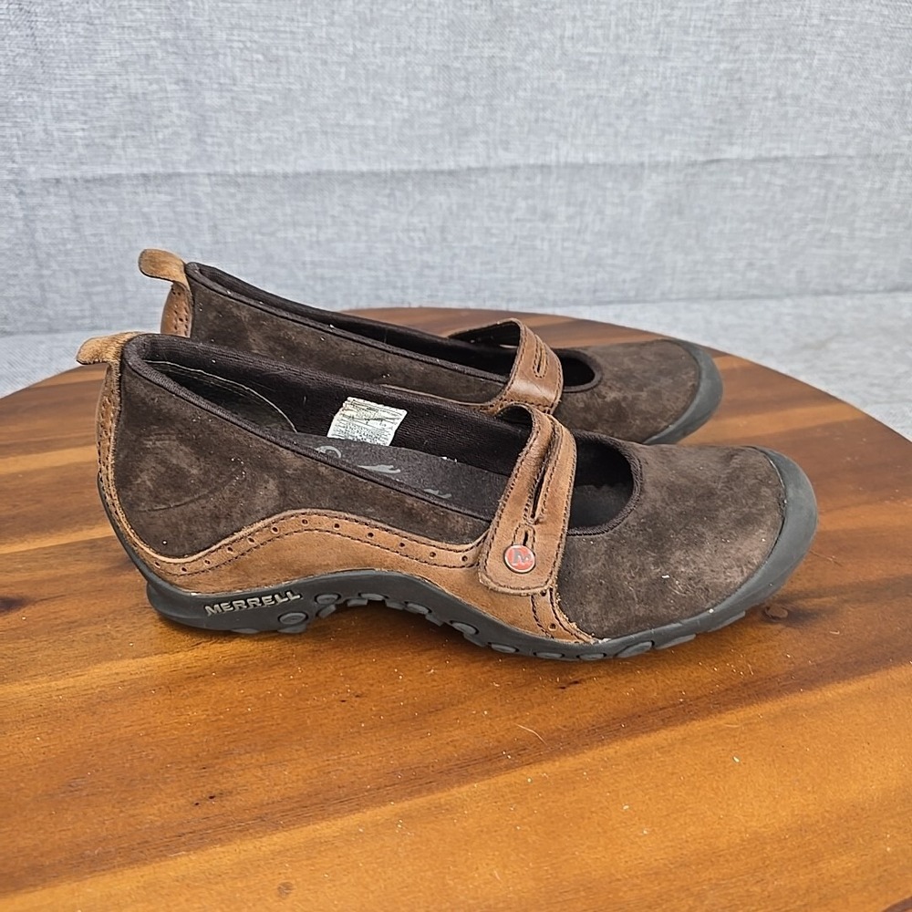 Merrell Plaza Bandeau Espresso Brown Suede Mary Jane Shoes J46498 Womens 8.5
